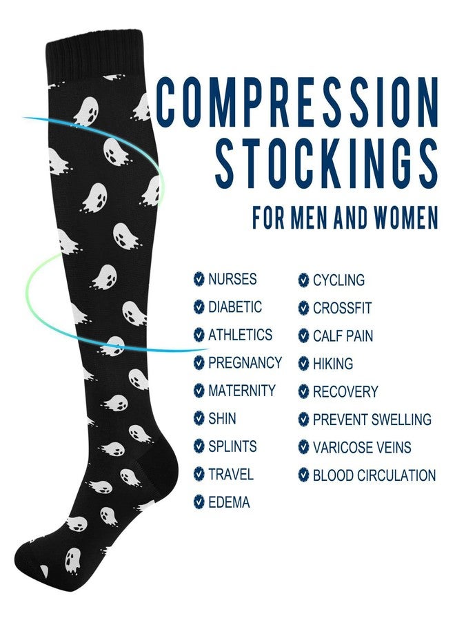 Wusikd Halloween Ghost Compression Socks for Women and Men Circulation Long Socks for Athletic Running 1 - Image 4